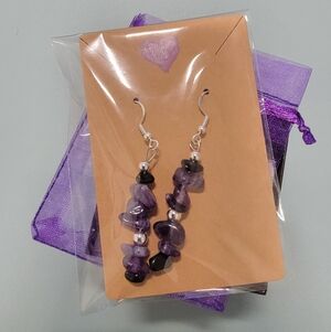 Natural Stone Earings Amathyst